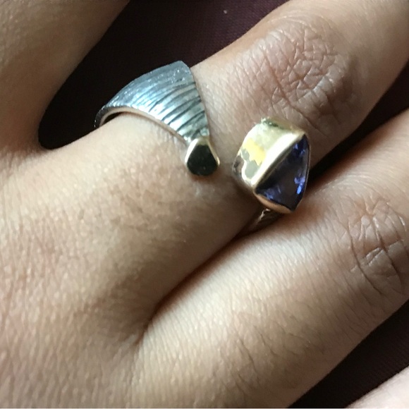 Sterling Silver 14K YG Tanzanite Ring Size 6.5 - Picture 6 of 15